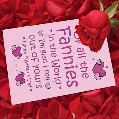 Funny Mother's Day Greeting Card With Envelope - "Out Of All The Moms In The World, I'm Glad I Fell From You" Humorous Design, High-Quality Paper, Perfect Gift For Mom, Celebrate Mother's Day With A Smile, Heart-Shaped Pattern, Premium Mother's Day Card