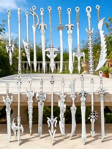 20/30/50/100/200 chiếc phụ kiện trang sức hợp kim bạc cổ điển, mặt dây chuyền hình kiếm để tự làm. - Bạc - Xem 12