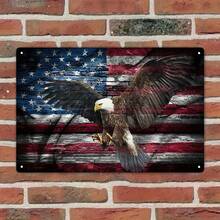 1PC Vintage Tin Sign, Bald Eagle In Flight With American Flag, Patriotic Wall Art, High-Quality Metal, Rustic Decor, Durable, Fade-Resistant, Perfect For Home, Office, Or Man Cave, 8x12 Inches - Metal Wall Art,Tin Signs,Vintage Metal Signs,Retro Wall Decor,Rustic Metal Art,Cool Metal Signs,Man Cave Decor,Garage Signs,Classic Metal Art,Unique Wall Art - Multicolor - View 4