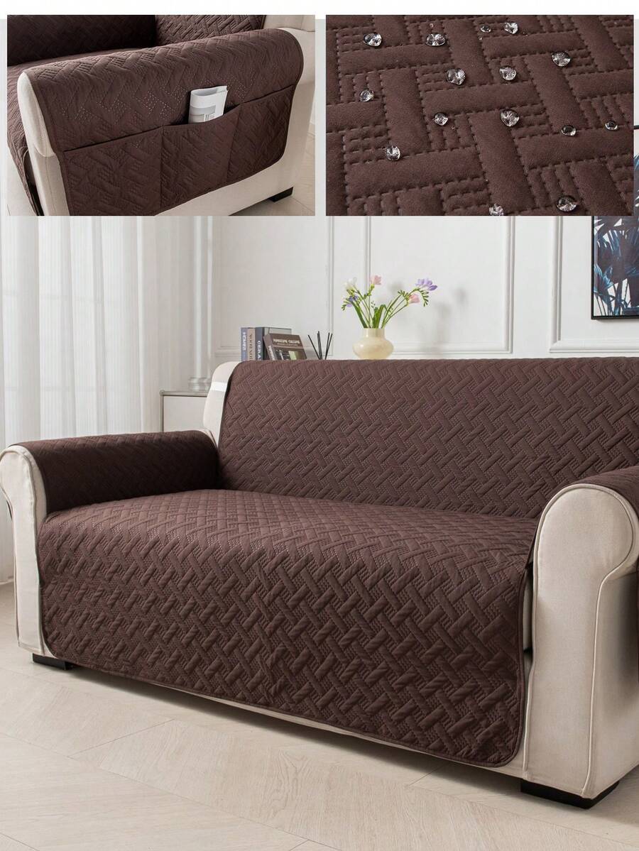 1 tấm bọc ghế sofa tối giản dành cho thú cưng, chất liệu vải chống thấm nước, chống trượt, dùng được cả bốn mùa, có thể giặt máy, thân thiện với thú cưng, phù hợp với ghế sofa đơn đến 3 chỗ, thích hợp cho phòng khách, phòng ngủ, phòng ăn. - Cà phê nâu - Xem 1