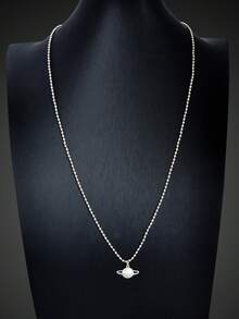 1 pieza Collar con colgante planetario de cadena larga con cuentas de estilo punk rock plateado, accesorio diario y nocturno para hombres - Plateado - Ver 8