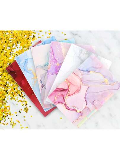 Natural Marble Expandable File Folder, 8 Accordion Pockets, A4 Size, Suitable For Office/Student, Marble Style