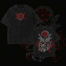 Super Value Hot  Washed T-Shirt PODTIFY Mahoraga – Vintage Oversized  Anime Graphic Tee - Hoodie - Sweater, Dark Cursed Spirit Streetwear, Heavy Cotton Acid Wash Shirt, Soft Casual Unisex Apparel, Gift For JJK Fans, The Best Gift For Friends And Fans - màu đen - Xem 1