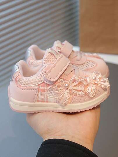 1 Pair 2026 New All-Season Casual Fashion Baby Toddler Walking Shoes, PU Leather & Fabric Upper, Soft Comfortable Lightweight, Suitable For Indoor/Outdoor, Play, Festivals, Adjustable Hook And Loop Closure