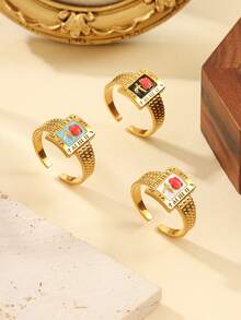 1个不锈钢金色O型油压环，适合女性日常装饰或作为礼物 - 金黃色 - 查看 3