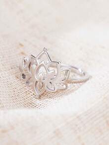 1 pieza Anillo romántico para mujer para boda, compromiso, fiesta, joyería, regalo del Día de San Valentín - Plateado - Ver 2