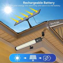 LiHangStar Outdoor Solar Powered Motion Sensor Wall Light, IP65 Solar Powered Light With Motion Sensor And Remote Control, Solar LED Light Strip, Suitable For Indoor/Outdoor, Yard, Street Area Lighting, Porch, Balcony - 1 Solar Panel With 2 Lights - View 4