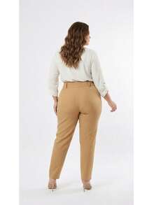Plus Size Tailored Dress Pants - Khaki - View 3