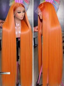 180%密度 8-36英寸 13x4蕾丝前假发 真人混纺直发假发 女士 12A预拔毛高清蕾丝前假发 带婴儿发 姜橙色 350 - S350 - 查看 3