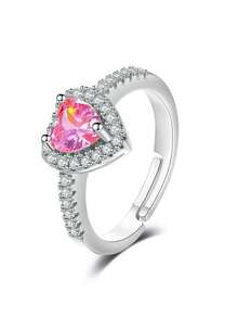 心形闪耀粉钻开口戒指，奢华女士珠宝 - 愛心戒指 - 查看 9