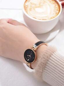 Anne Klein Quartz Watches for Women Rose Gold Stainless Steel Mesh Band Watch Elegant Ladies Gifts Waterproof Wrist Watch - 黑白金 - 查看 3