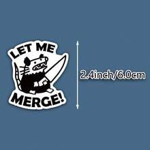 OZLICE "Let Me Merge" Funny Possum Sticker, Screaming Opossum With Knife Vinyl Decal For Car Bumper Window, Road Rage Meme Art, Chaotic Aesthetic Gift For New Driver, Waterproof Laptop Helmet Decoration - Light Film - View 3