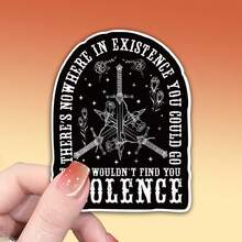 OZLICE Gothic Sword Sticker "There's Nowhere In Existence" Dark Romance Quote Waterproof Vinyl Decal Black And White Aesthetic For Kindle Laptop Water Bottle E-Reader BookTok Journaling Edgy Art Gift For Readers Goths Emo Style Decor - Light Film - View 14