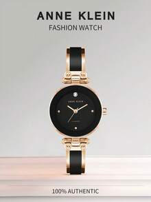 Anne Klein Quartz Watches for Women Rose Gold Stainless Steel Mesh Band Watch Elegant Ladies Gifts Waterproof Wrist Watch - 黑白金 - 查看 1