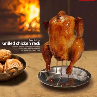 1 Pc, Stainless Steel Barbecue Grill, Chicken Grill, Suitable For Outdoor Barbecues, Parties, Banquets