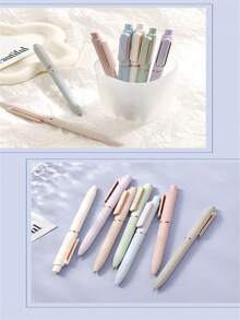 1 pieza o 5 piezas Bolígrafo de punta de bala Moralin ajustable de secado rápido y neutro, de alta calidad con bordes de metal, adecuado para uso escolar, de estudio, de oficina y doméstico - Multicolor - Ver 9