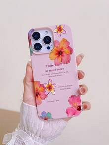 1pc Transparent Thick Anti-Drop UV Painted TPU Phone Case With Minimalist Orange Flower & English Slogan Graphic Design, Suitable Compatible With IPhone, Galaxy Series, Provides Lens Protection And Can Be Used As A Protective Cover, Ideal For New Year, Christmas, Halloween Or Valentine's Day Gift - View 1