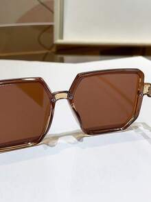 1 par de gafas de marco grande cuadrado con montura de plástico para mujeres - Favorecedor para la forma del rostro - Adecuado para vacaciones y uso diario - Multicolor - Ver 6