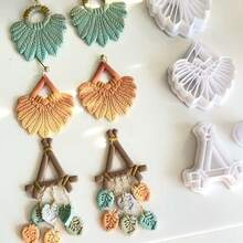 波西米亚风浪漫花卉粘土模具套装，高精度软陶陶瓷模具，手工工具，适合DIY粘土首饰 - 白色 - 查看 8