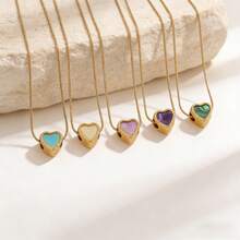 Dây chuyền mặt hình trái tim vàng tối giản | Vòng cổ choker chống nước bằng thép không gỉ | Trang sức nhỏ nhắn, nhiều màu sắc dành cho nữ - Vàng - Xem 6