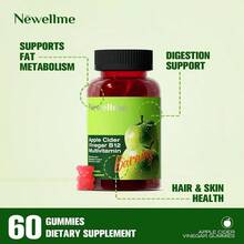 NEWELLME Organic Apple Cider Vinegar Gummies With The Mother & Vitamin B12, Sugar Free ACV Gummy Supplement For Digestion, Metabolism & Natural Energy Support,60 Counts Vitamins Supplements Chlorophyll Creatina Monohidratada Vitamins Probiotics For Women Protein Powder Quick Ship Items  Creatina Colageno - 60 Count - View 3