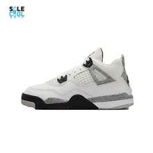 Nike Air Jordan 4 Retro OG White Cement PS PRESCHOOL Shoes IB4388-100 - 黑與白 - 查看 1