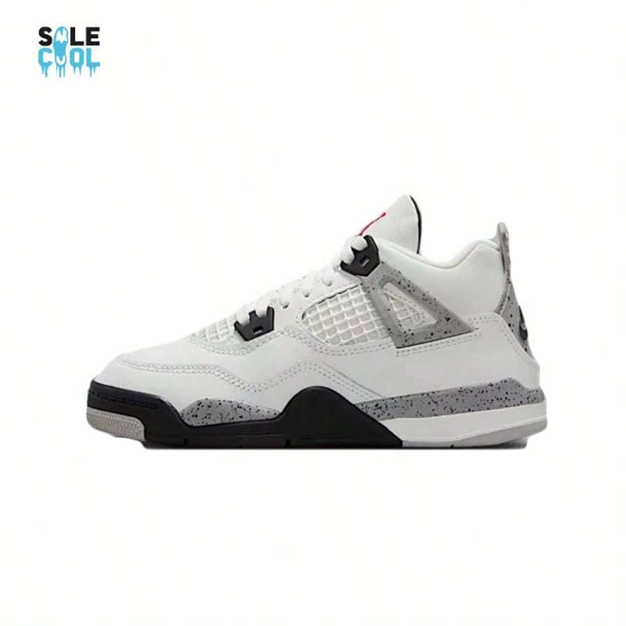 Nike Air Jordan 4 Retro OG White Cement PS PRESCHOOL Shoes IB4388-100 - 黑與白 - 查看 1