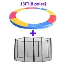 13FT Tri-Colour Trampoline Spring Cover Padding & Safety Net Bundle Replacement - Multicolor - View 1