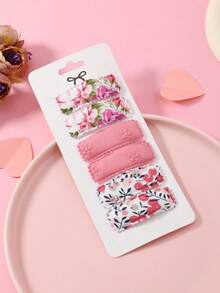 6pcs/Set Women Fabric Printed & Embroidered Hair Clips, Sweet Cute BB Clips, Minimalist Versatile Hair Accessories - Multicolor - View 1