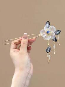 1pc Indie Design Crescent Moon & Tassel Hair Clip, Dark Edgy Vibe New Chinese Style Minimalist Accessory - Multicolor - View 8