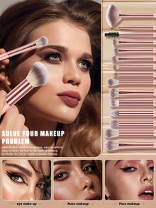 27pcs/1pc Complete Makeup Brush Set Includes 21 Soft Makeup Brushes-Such As A Translucent Powder Brush, Blush Brush, Contour Brush, Highlighter Brush, Foundation Brush, Nose Contour Brush, Eyeshadow Brush, Eyebrow Brush, Lip Brush, And Detail Brush-Plus 3 Liquid Beauty Eggs And 3 Triangular Powder Puffs. Ideal For Beginners, Professional Makeup Application, And Novice Beauty Practice. - Pink - View 6
