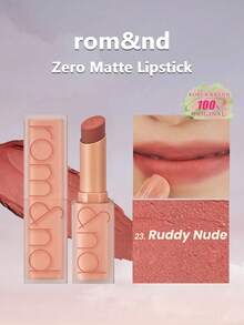 Rom&nd ZERO MATTE LIPSTICK 23 Ruddy Nude，丝绒哑光质地，轻盈不干燥，柔焦哑光妆效，模糊唇妆，日常哑光妆容，专业化妆品，特殊场合，韩式妆容，3克/0.11盎司。 - 23 Ruddy Nude - 查看 2