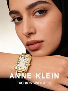 Anne Klein 女士石英正装腕表，配真皮表带 - 黑色 - 查看 4