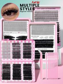 Bộ nối mi giả lông chồn dày dặn với các sợi nhọn, bộ nối mi dưới dạng sợi nhọn, từng sợi mi riêng lẻ. - Nhiều màu - Xem 2