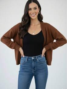 Winter Cardigan Coat, Women's Fashion, Cold And Warm Weather - Cà phê đen - Xem 2