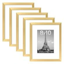 Modern Gold Picture Frame Set Of 5 – Plastic Gallery Wall Frames For 8x10, 11x14, 12x16,16x20&18x24  Photos – Lightweight Decorative Frames With Mats Or Full Display - 金色 - 查看 12