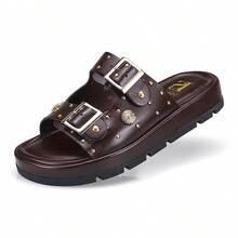 Women's Sandal, Flat Shoe, Rhinestone Papete, Fashionable, Comfortable, 052-040 - 咖啡棕 - 查看 2