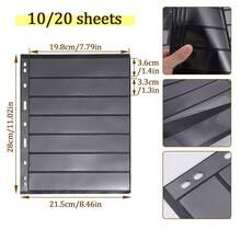 OUR ADVENTURE BOOK 10-Page Stamp Album, Transparent PVC Loose-Leaf Album For Stamps, 9-Ring System, Blank Grid Pages (Can Be Added For Stamp Storage), Suitable For Philatelic Enthusiasts. Cover Not Included. - 黑色 - 查看 2