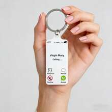 1pc Double-Sided UV Printed Virgin Mary & Jesus Call Keychain, Metal Material Unisex Key Ring, Fashion Accessory & Gift - Multicolor - View 15