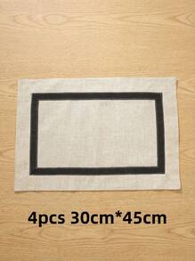 1pc/2pcs/4pcs Simple Style Polyester-Linen Blend Tabletop Placemats, Rectangular Or Square, Suitable For Kitchen, Dining Table, Home Decor, Holiday, Party, Wedding Decorations, Indoor And Outdoor, Picnic Mats - Beige - View 10