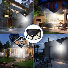 LiHangStar 1/2/4/6pcs Outdoor Solar Wall Lights With Motion Sensor, 100 LED Solar Powered Landscape Lights, 3 Modes Sensing Exterior Wall Lamps For Patio, Yard, Garage, Garden - 100 LED Solar Wall Light - View 3