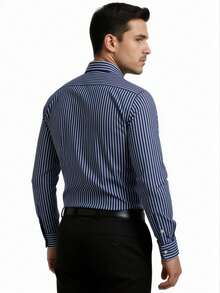 Rand paul Striped Long-Sleeved Dress Shirt With Refined Finish. - 藏蓝色 - 查看 6