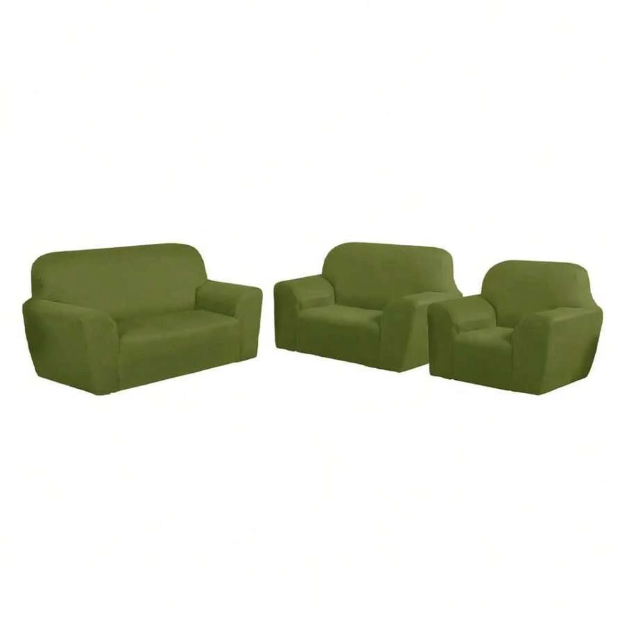 Protective Cover For Sofa 3x2x1 Seater, Plain, Fitted, Gel Polyester Mesh, Fast Shipping. - Green - View 1