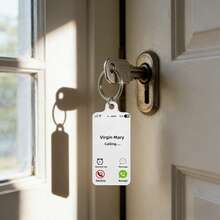 1pc Double-Sided UV Printed Virgin Mary & Jesus Call Keychain, Metal Material Unisex Key Ring, Fashion Accessory & Gift - Multicolor - View 13