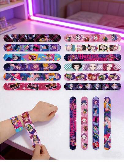 12/24pcs Cartoon K-POP Clapping Bracelets, Anime Character Slap Wristbands, Birthday Party Decorations, Photo Props, Christmas Gifts, Valentine's Day Presents, Easter Small Gifts