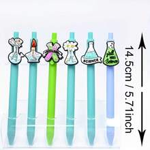 5/10pcs Lab Theme Retractable Ballpoint Pens - Random Styles With Black Ink, Soft Plastic Material, Creative Test Tube & Beaker Design, Suitable For Office & School Use, Stationery | Creative Design | Retractable Pen, Student Ballpoint Pen - Random - View 3
