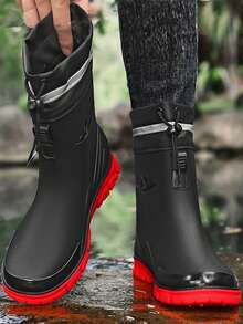 男士防滑户外时尚雨鞋/靴 - 紅黑色抽繩款 - 查看 6