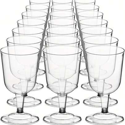 1/2pcs Reusable Transparent Stemware, Wine Glass, Champagne Flute, Martini Glass, Party Glassware, Durable Party Supplies, Suitable For Events, Restaurants, Weddings