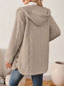 Hooded Mid-Length Coat, Button-Front Closure, Equipped With Practical Pockets For Small Daily Items, Provides Gentle Warmth For Daily Wear, Easy To Layer With Inner Garments, Ideal For Commutes And Casual Outings, Adds Comfort To Your Daily Looks, Suitable For The Transition From Autumn And Winter To Spring - Màu Xám nhạt - Xem 2