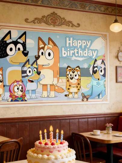 Happy Birthday Backdrop – 6 Styles (29.52*38.58in/39.37*59.05in/59.05*82.67in) Cartoon Dog Theme Birthday Party Backdrop, Lightweight & Durable Vinyl Photo Booth Background With Vibrant Character Prints, Easy To Hang & Clean, Perfect For Kids Birthday Party, Photo Booth & Party Decor, Ideal Gift For Cartoon Fans And Kids